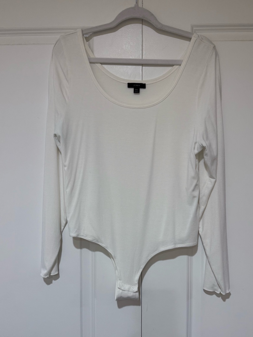 J. Crew NWOT White Stretch Scoop-Neck  Long-Sleeve Bodysuit